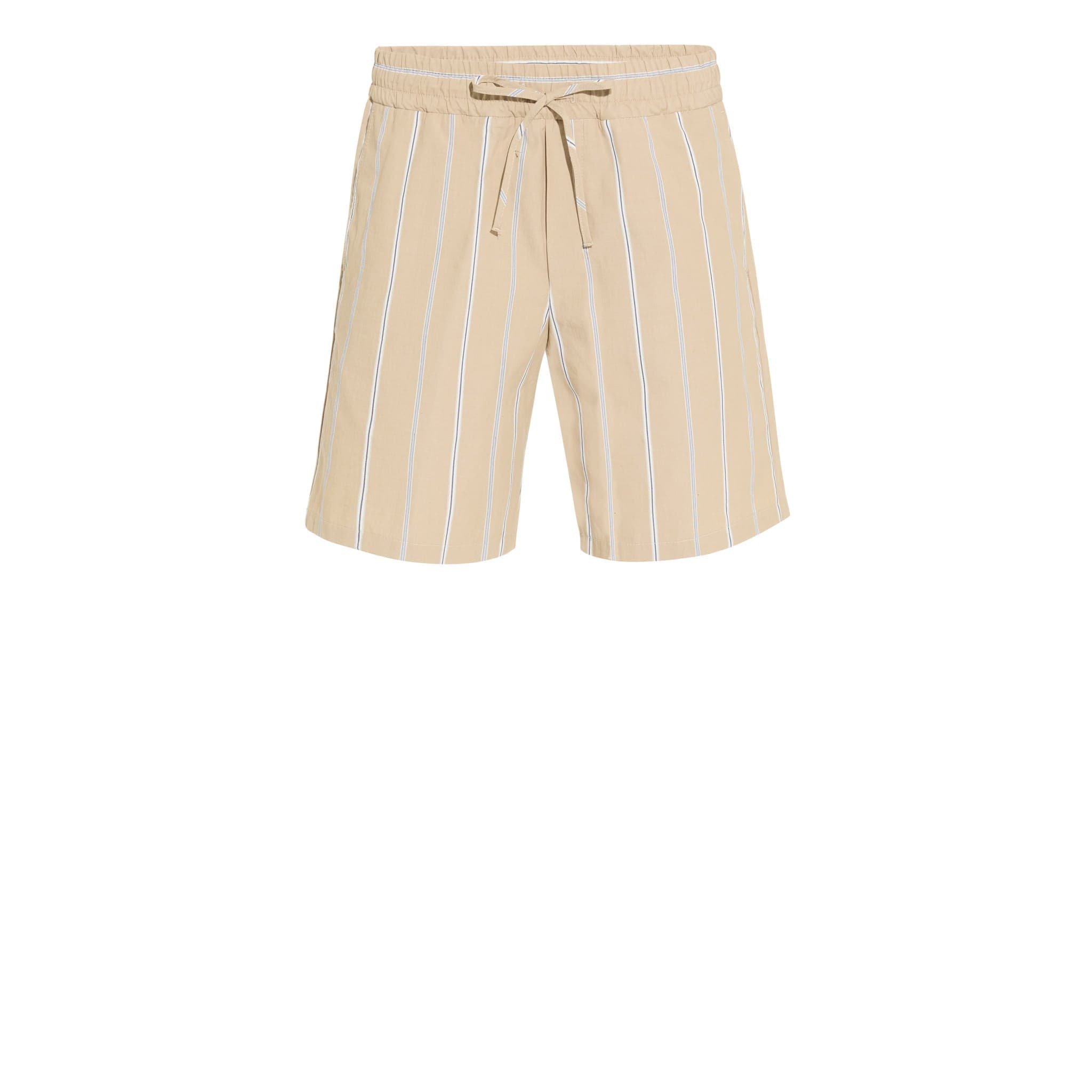 Bermuda con Cintura Elastica in Cotone a Righe Beige e Bianco Bermuda Tessuto Paolo Pecora