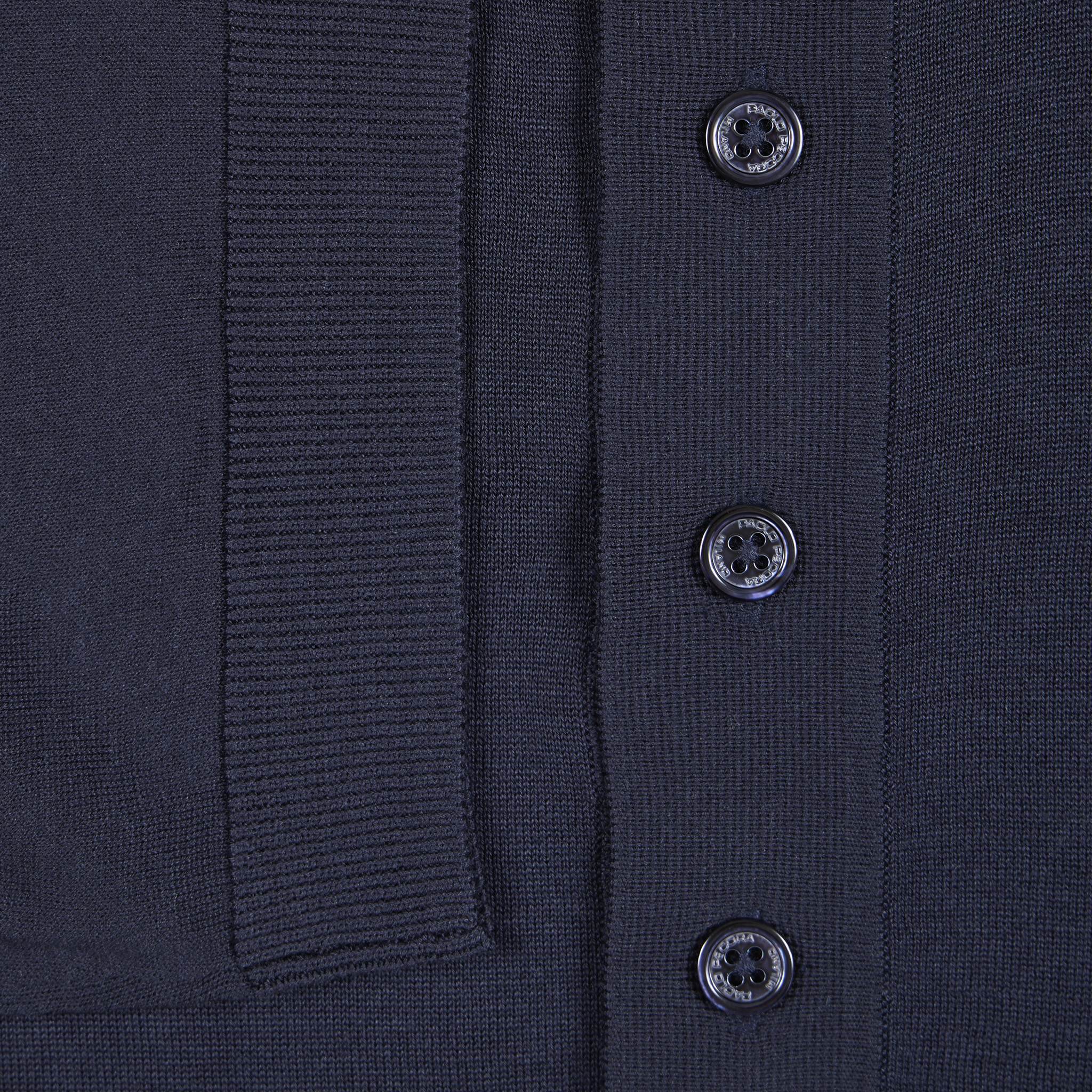 Maglia a Polo in Seta Cotone Blu Maglia A Polo Paolo Pecora