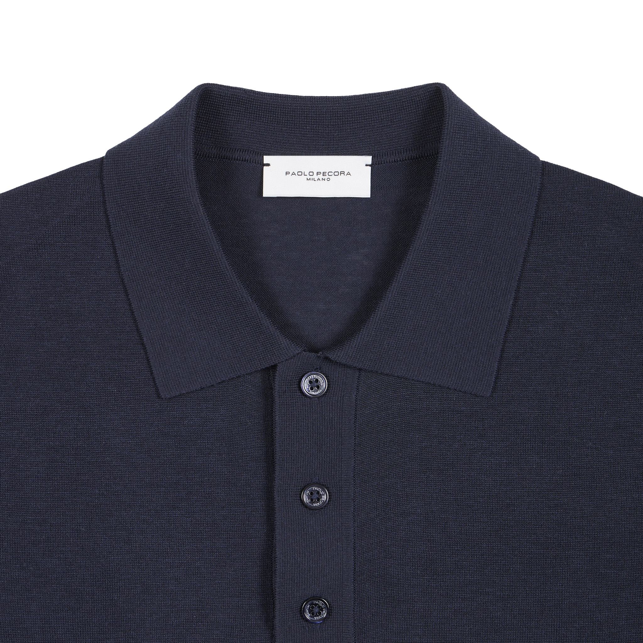 Maglia a Polo in Seta Cotone Blu Maglia A Polo Paolo Pecora