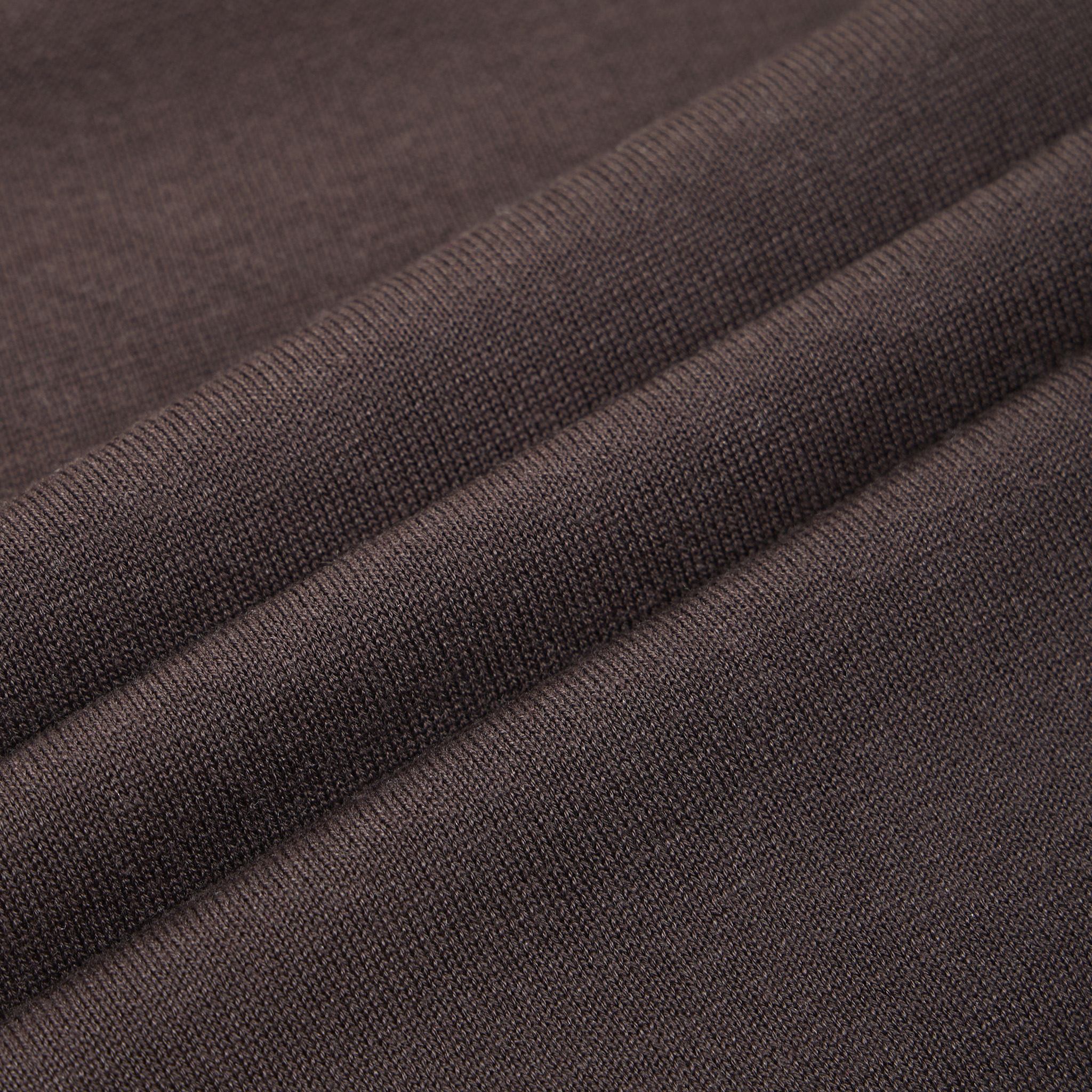 Maglia a Polo in Seta Cotone Marrone Scuro Maglia A Polo Paolo Pecora