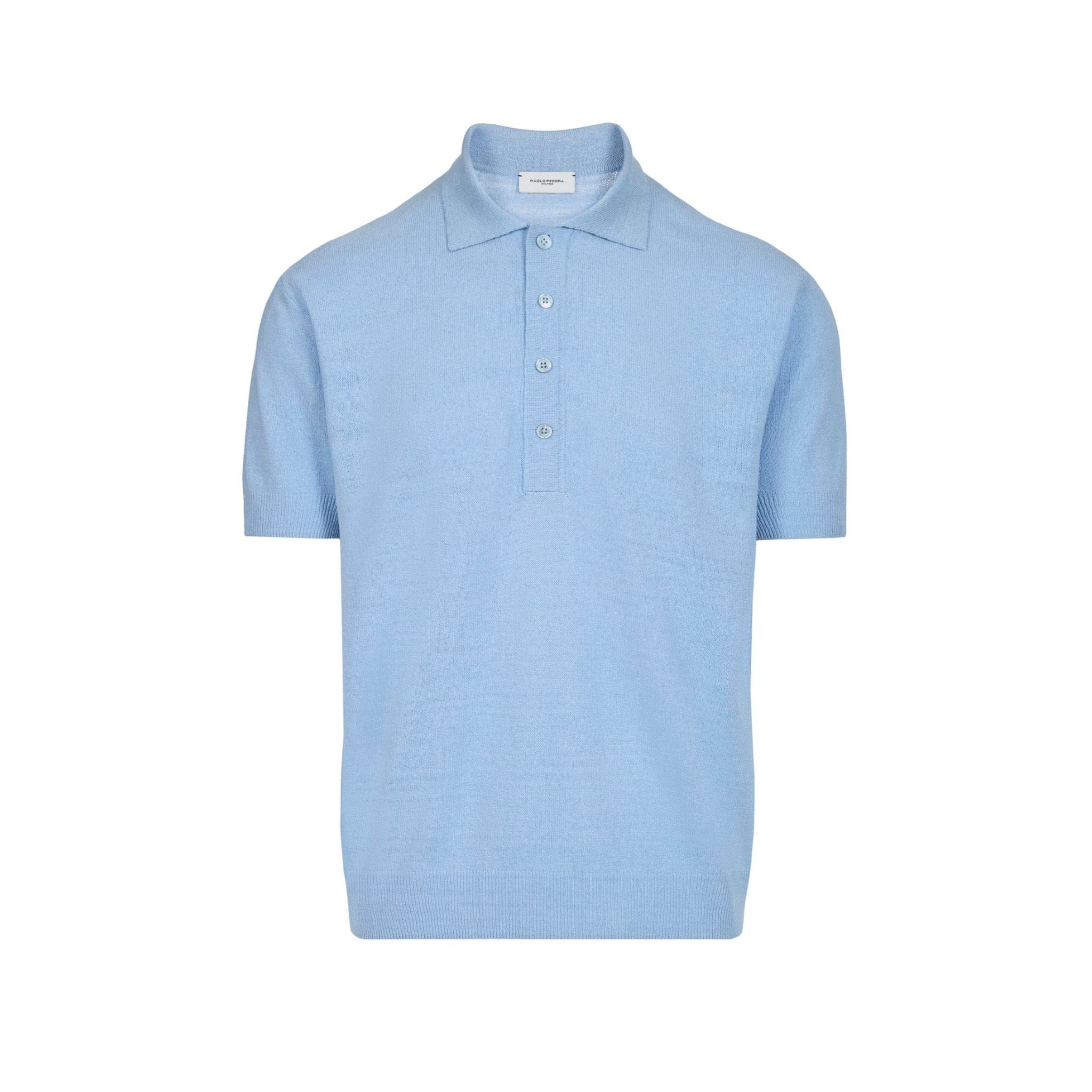 Maglia a Polo Loose Fit in Seta Bouclé Azzurro Maglia A Polo Paolo Pecora