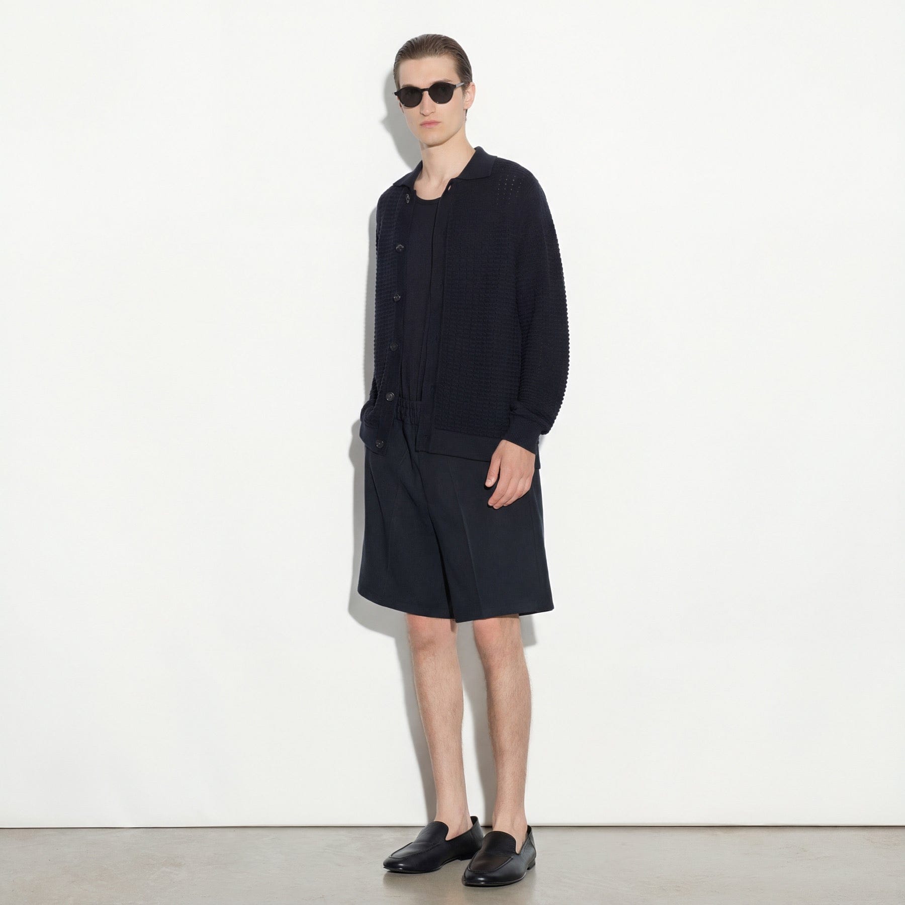 Maglia Cardigan in Cotone Traforato Nero Maglia Cardigan Paolo Pecora