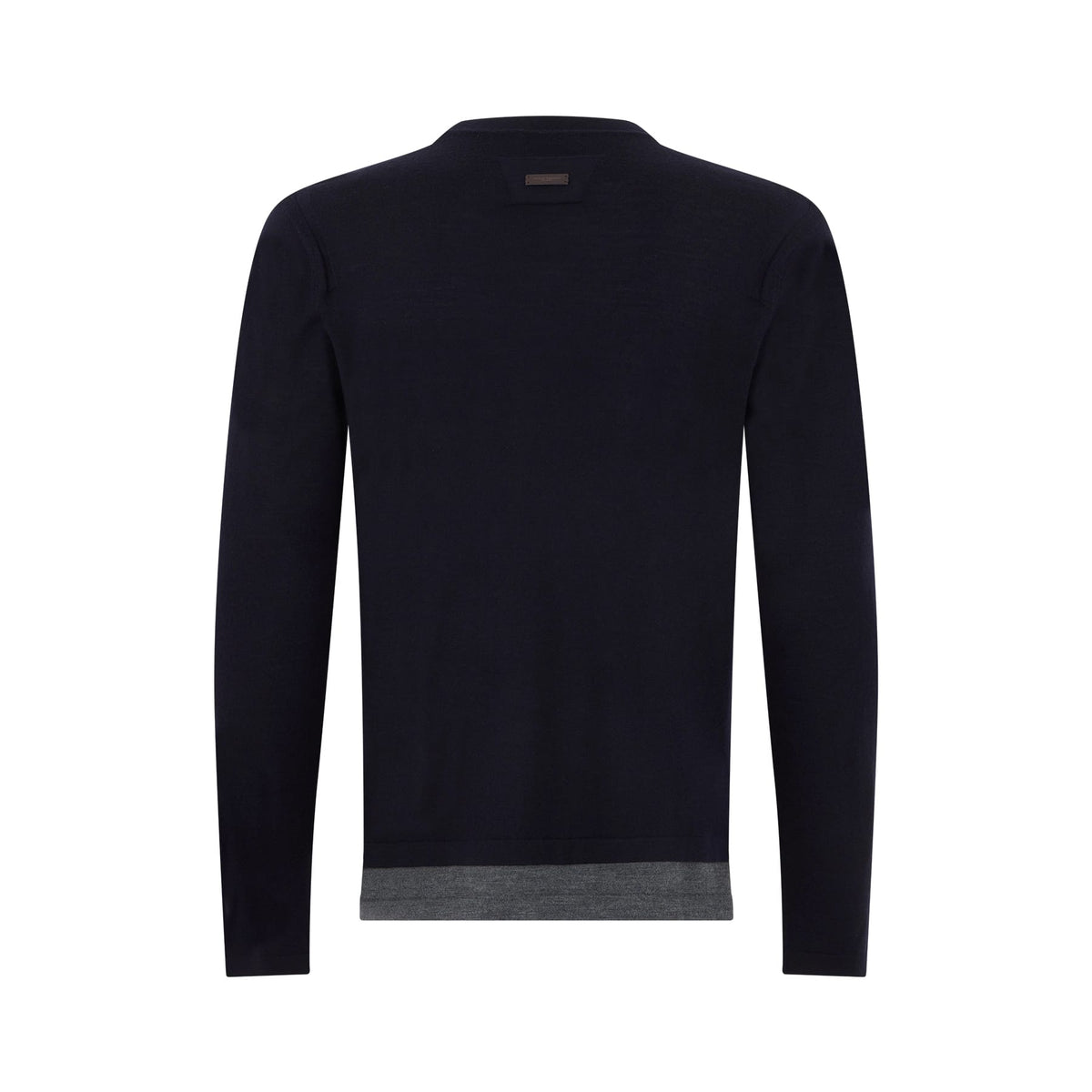 Girocollo Loose Fit in Lana Merino Extrafine Blu e Grigio Melange Maglia Girocollo Paolo Pecora