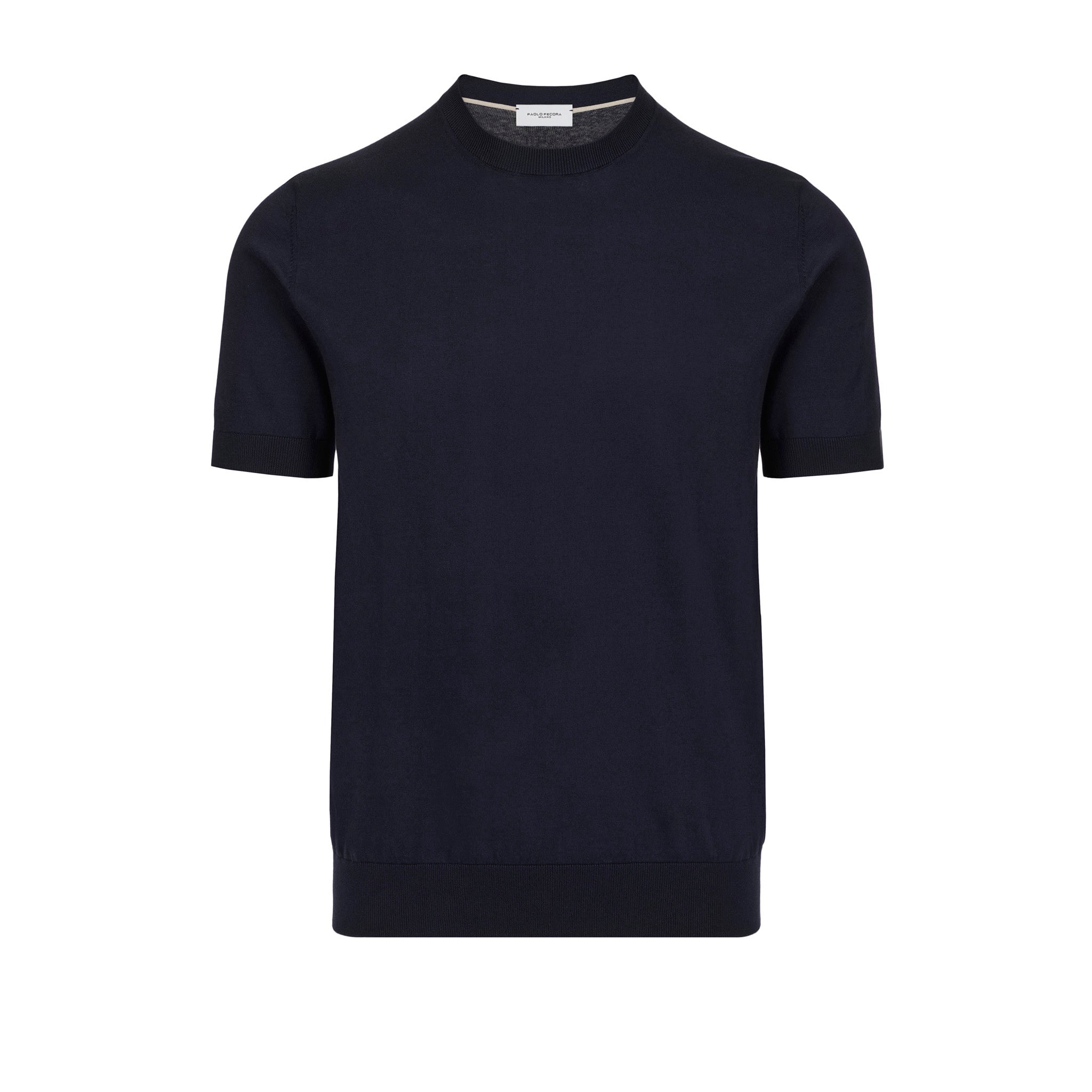 Maglia Girocollo a Maniche Corte in Cotone Blu Maglia Girocollo Paolo Pecora