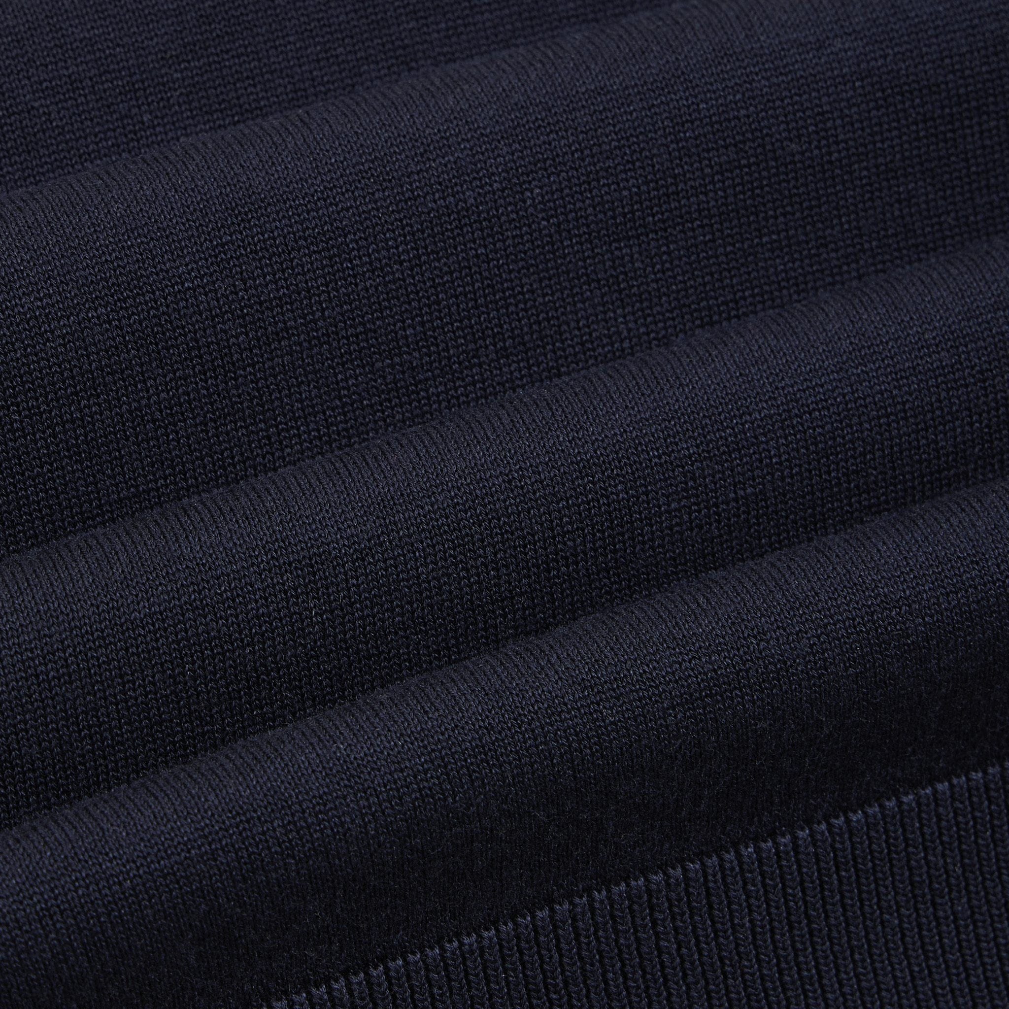 Maglia Girocollo in Seta Cotone con Profili a Contrasto Blu Maglia Girocollo Paolo Pecora