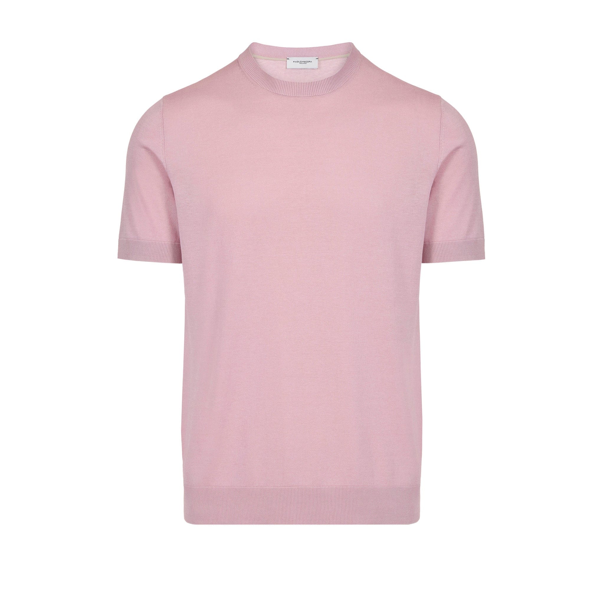 Maglia Girocollo in Seta Cotone Rosa Maglia Girocollo Paolo Pecora