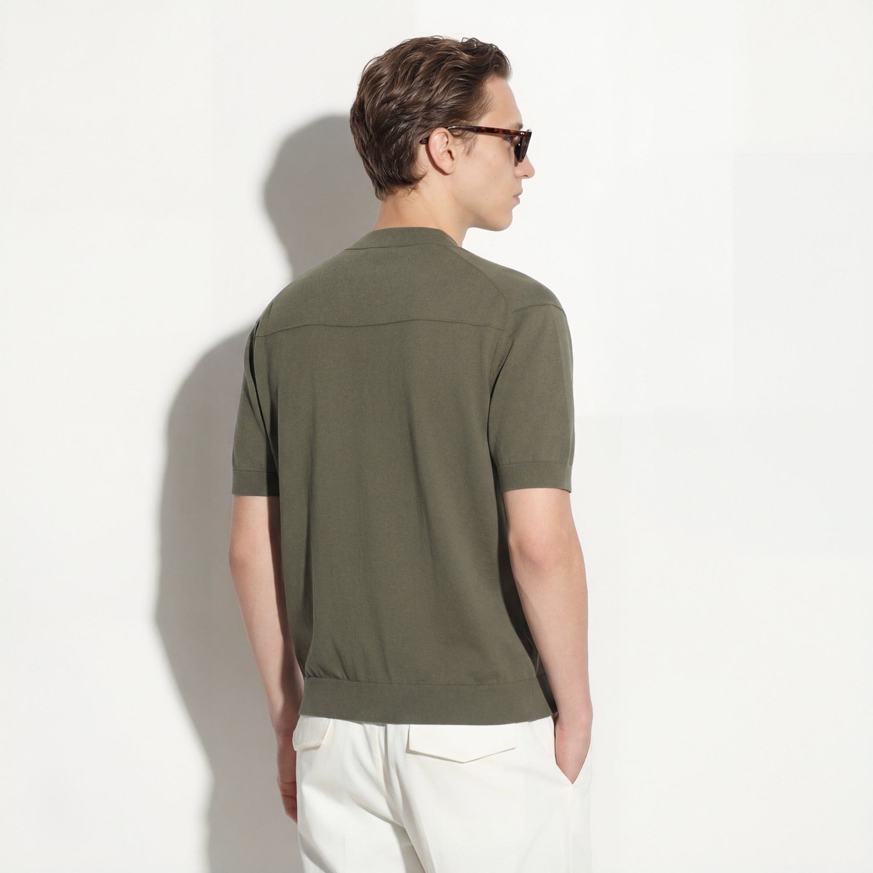 Maglia Girocollo Loose Fit in Cotone Verde Scuro Maglia Girocollo Paolo Pecora