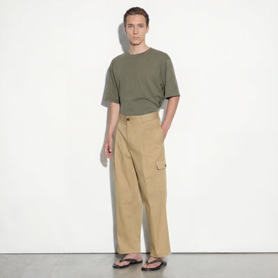 Pantalone Utility Loose Fit in Cotone Corda Pantalone Tessuto 48 / Corda Paolo Pecora