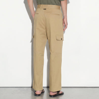 Pantalone Utility Loose Fit in Cotone Corda Pantalone Tessuto 48 / Corda Paolo Pecora