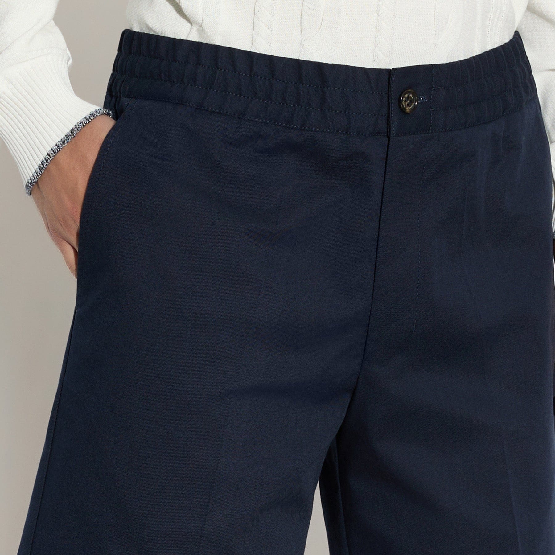 Bermuda con Cintura Elastica in Cotone Blu Bermuda Tessuto Paolo Pecora