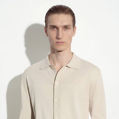 Camicia in Maglia Loose Fit in Cotone Beige Camicia Maglia Paolo Pecora