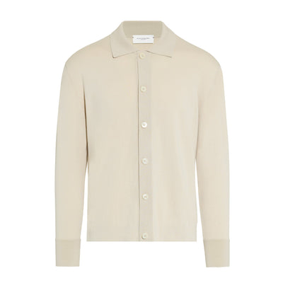 Camicia Over in Maglia a Maniche Lunghe Beige Camicia Maglia Paolo Pecora