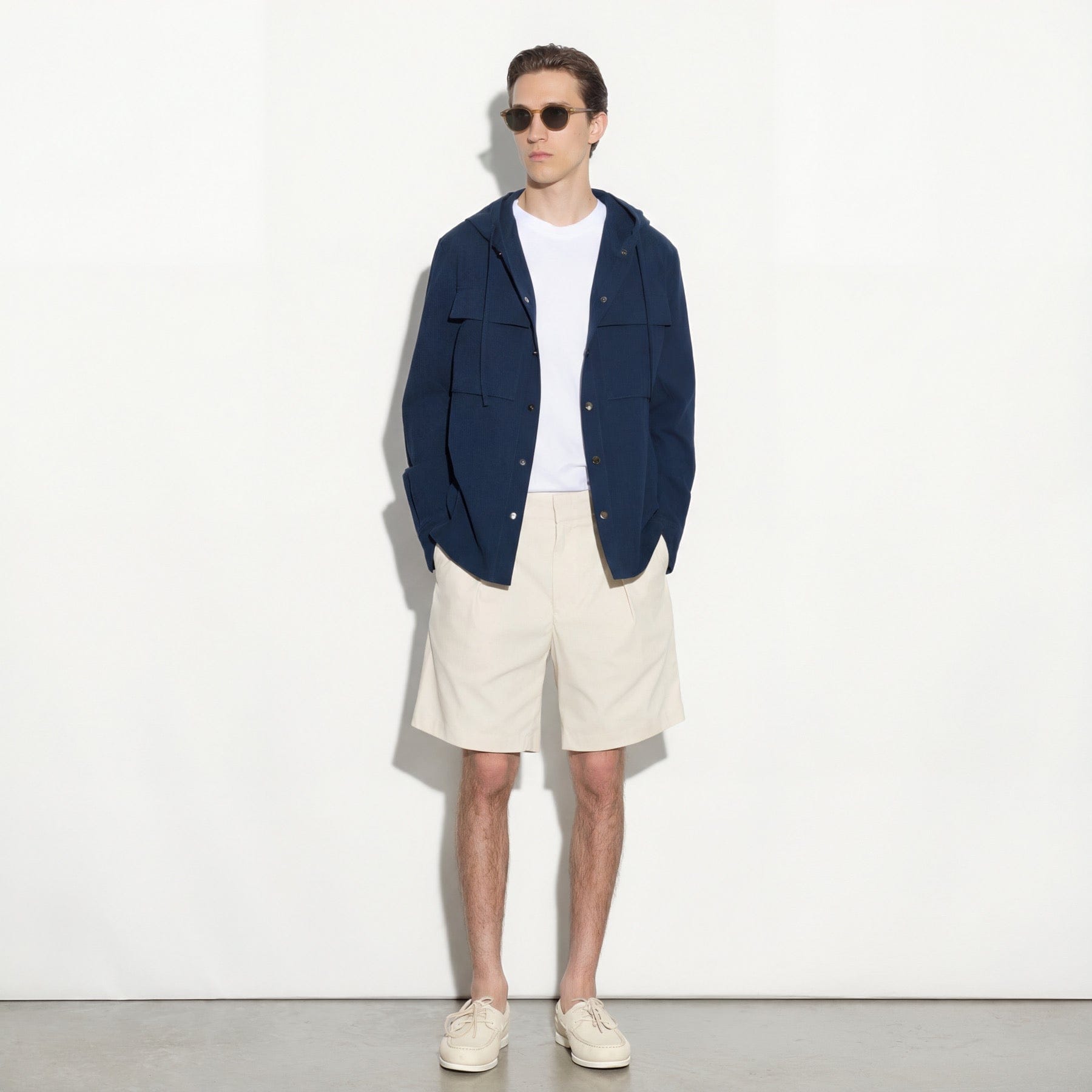 Camicia a Maniche Lunghe con Cappuccio in Cotone Blu Camicia Tessuto Paolo Pecora