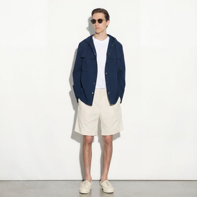 Camicia a Maniche Lunghe con Cappuccio in Cotone Blu Camicia Tessuto Paolo Pecora