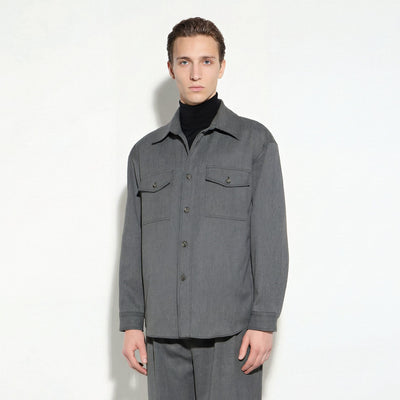 Camicia Tessuto Grigio Melange Camicia Tessuto Paolo Pecora