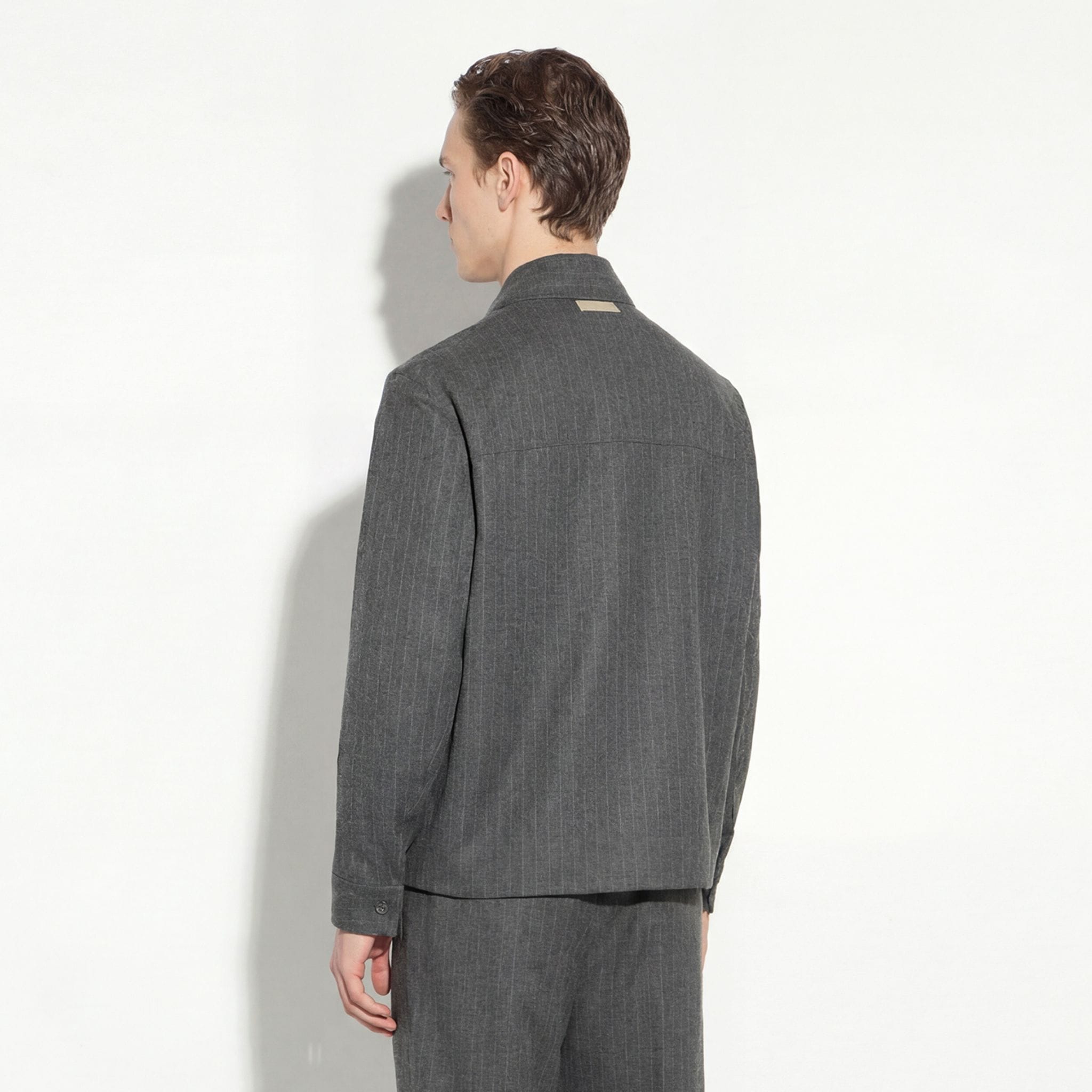 Camicia Tessuto Rigato Fondo Grigio/Grigio Camicia Tessuto Paolo Pecora