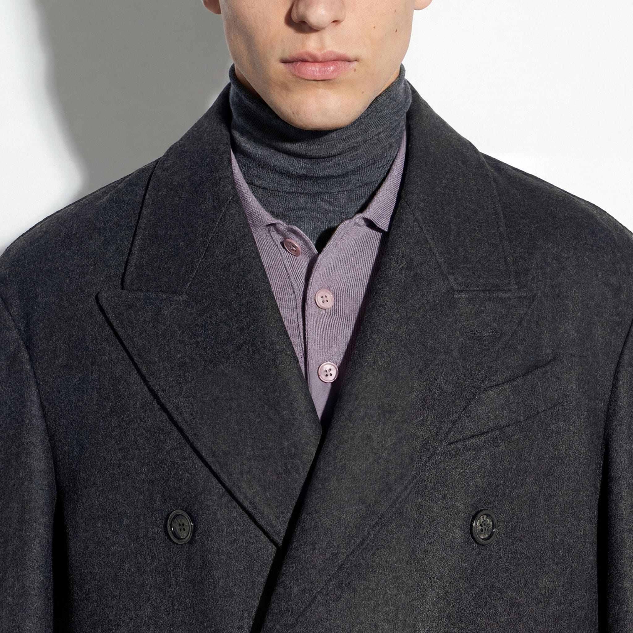 Cappotto Tessuto Grigio Scuro Melange Cappotto Tessuto Paolo Pecora