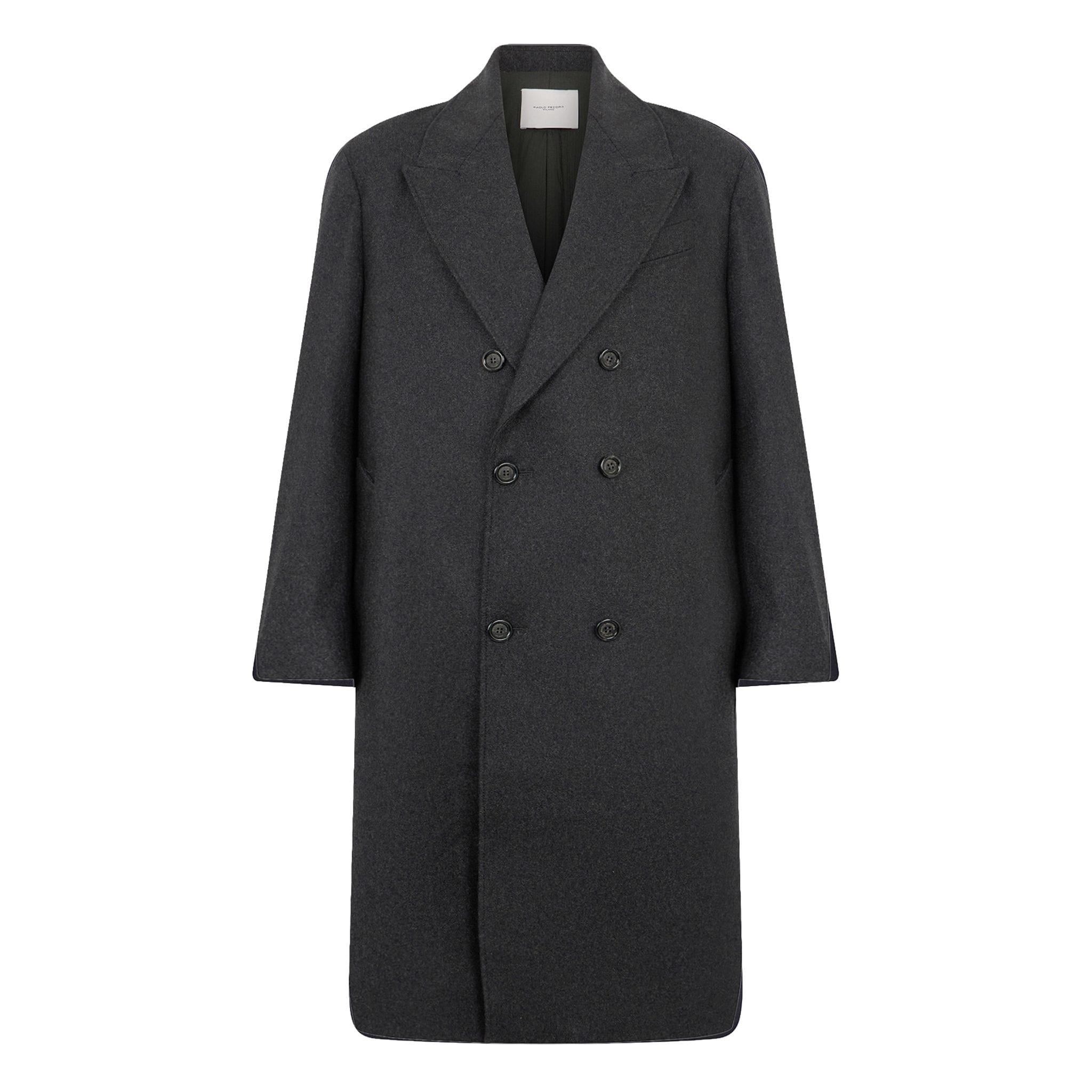 Cappotto Tessuto Grigio Scuro Melange Cappotto Tessuto Paolo Pecora