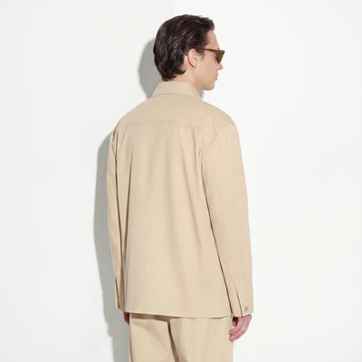 Giubbotto Utility in Cotone Beige Giubbotto Tessuto Paolo Pecora