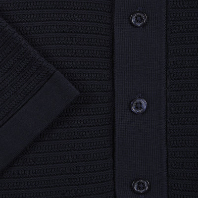 Maglia a Polo in Cotone a Trama Strutturata Blu Maglia A Polo Paolo Pecora