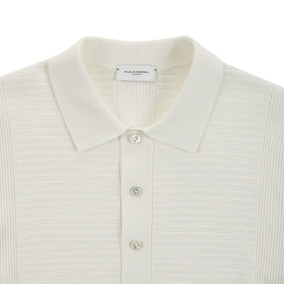 Maglia a Polo in Cotone a Trama Strutturata Panna Maglia A Polo Paolo Pecora