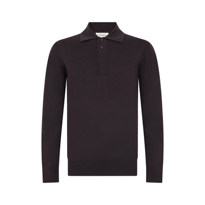 Maglia a Polo in Lana Merino Extrafine Ebano Maglia A Polo Paolo Pecora