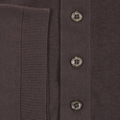 Maglia a Polo in Seta Cotone Marrone Scuro Maglia A Polo Paolo Pecora