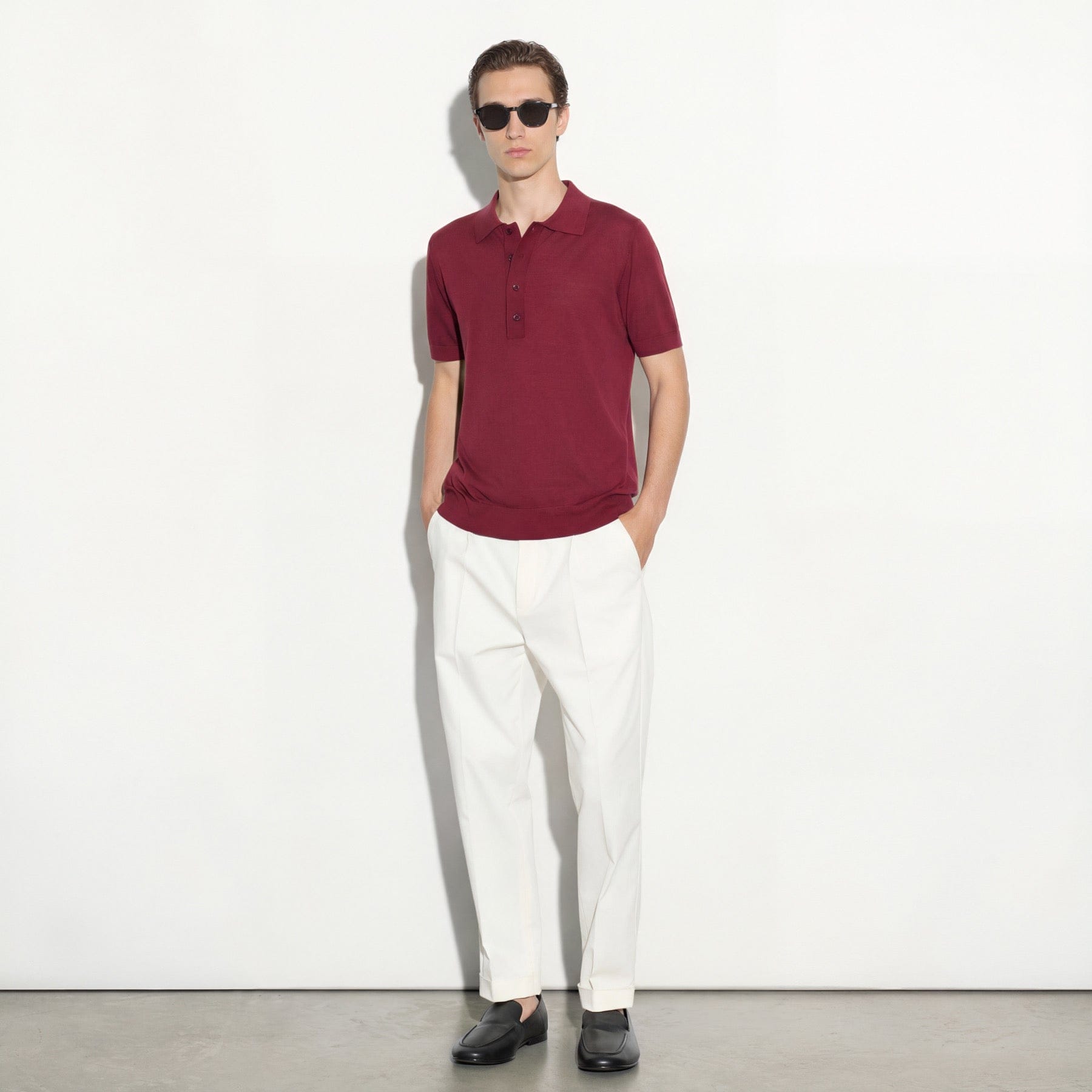 Maglia a Polo in Seta Cotone Mattone Scuro Maglia A Polo Paolo Pecora