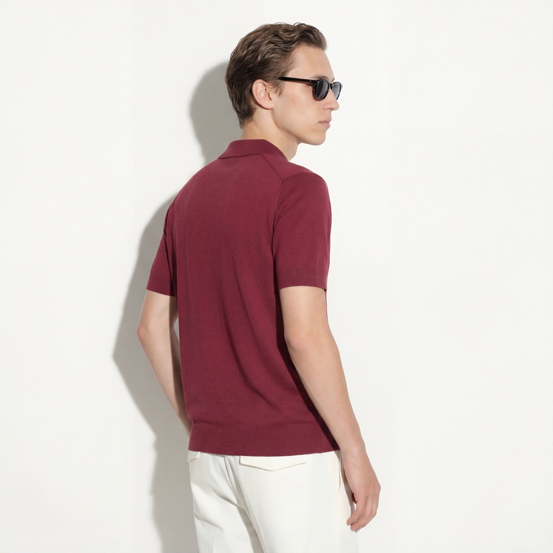 Maglia a Polo in Seta Cotone Mattone Scuro Maglia A Polo Paolo Pecora