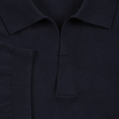 Maglia a Polo Loose Fit con Collo Aperto in Cotone Blu Maglia A Polo Paolo Pecora