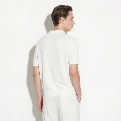 Maglia a Polo Loose Fit con Collo Aperto in Cotone Panna Maglia A Polo Paolo Pecora