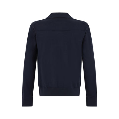 Maglia a Polo Loose Fit in Lana Merino Extrafine Blu Maglia A Polo Paolo Pecora