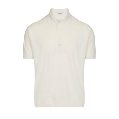 Maglia a Polo Loose Fit in Seta Bouclé Panna Maglia A Polo Paolo Pecora