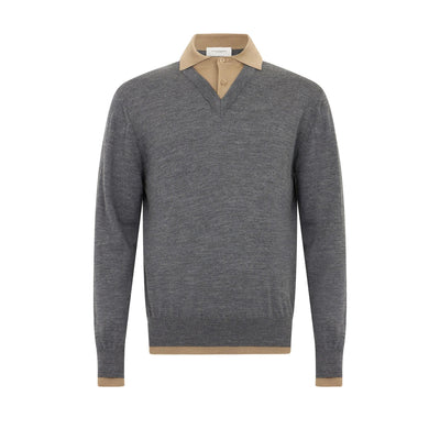 Maglia A Polo Unito Grigio/Bianco Maglia A Polo Paolo Pecora