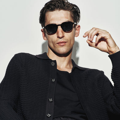 Maglia Cardigan in Cotone Traforato Nero Maglia Cardigan Paolo Pecora