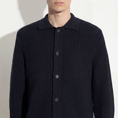 Maglia Cardigan in Cotone Traforato Nero Maglia Cardigan Paolo Pecora