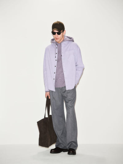 Maglia con Cappuccio Loose Fit in Misto Lana Merino Lavanda Maglia Con Cappuccio Paolo Pecora