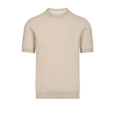 Maglia Girocollo a Maniche Corte in Cotone Beige Maglia Girocollo Paolo Pecora
