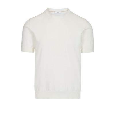 Maglia Girocollo a Maniche Corte in Cotone Panna Maglia Girocollo Paolo Pecora