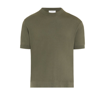 Maglia Girocollo a Maniche Corte in Cotone Verde Scuro Maglia Girocollo Paolo Pecora