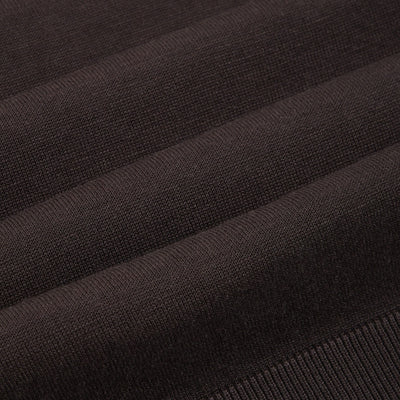 Maglia Girocollo a Maniche Corte in Seta Cotone Marrone Scuro Maglia Girocollo Paolo Pecora