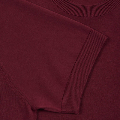 Maglia Girocollo a Maniche Corte in Seta Cotone Mattone Scuro Maglia Girocollo Paolo Pecora