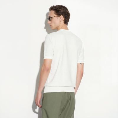 Maglia Girocollo in Cotone Lavorato Panna Maglia Girocollo Paolo Pecora