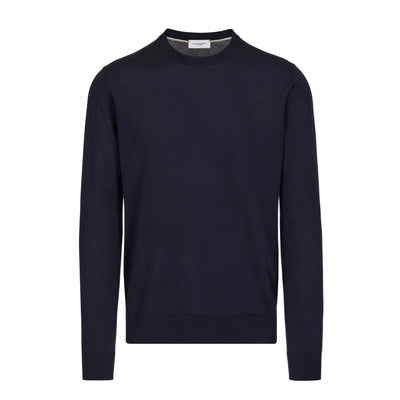 Maglia Girocollo in Seta Cotone Blu Maglia Girocollo Paolo Pecora