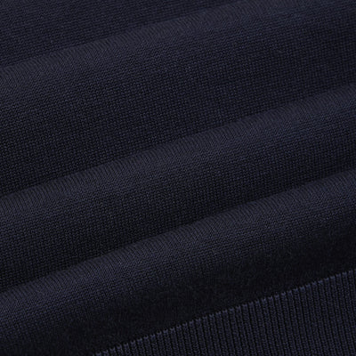 Maglia Girocollo in Seta Cotone con Profili a Contrasto Blu Maglia Girocollo Paolo Pecora