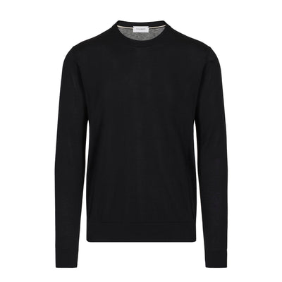 Maglia Girocollo in Seta Cotone Nero Maglia Girocollo Paolo Pecora