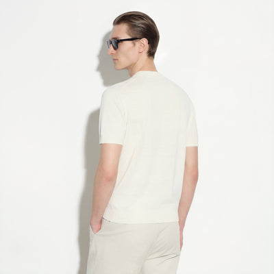 Maglia Girocollo Loose Fit con Tasca in Seta Panna Maglia Girocollo Paolo Pecora