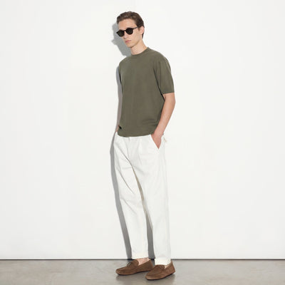 Maglia Girocollo Loose Fit in Cotone Verde Scuro Maglia Girocollo Paolo Pecora