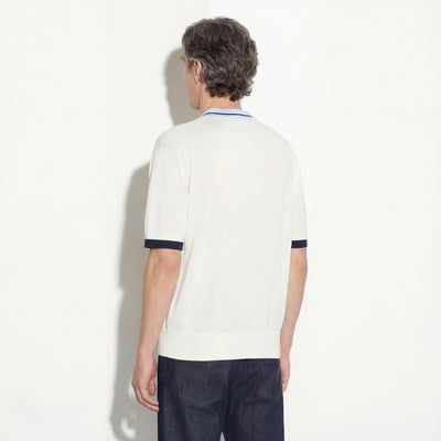 Maglia Girocollo Loose Fit in Seta Cotone con Profili a Contrasto Panna Maglia Girocollo Paolo Pecora