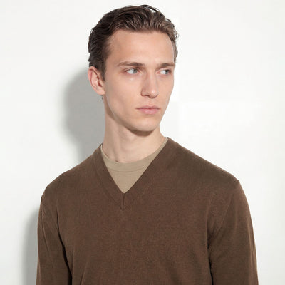Maglia Girocollo Unito Fondo Marrone Bianco Maglia Girocollo Paolo Pecora